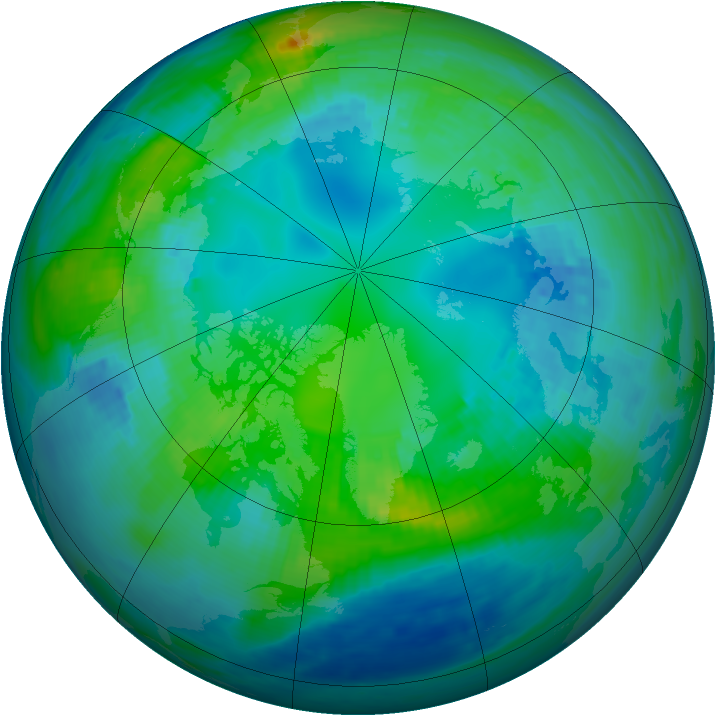 Arctic ozone map for 27 October 1990